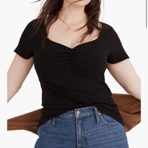 Madewell Black short sleeved Ribbed Sweetheart T-shirt